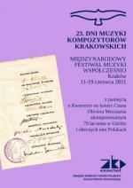                                                                                                                                                                             23. Dni Muzyki Kompozytorów Krakowskich
                                                                                                                                                                            